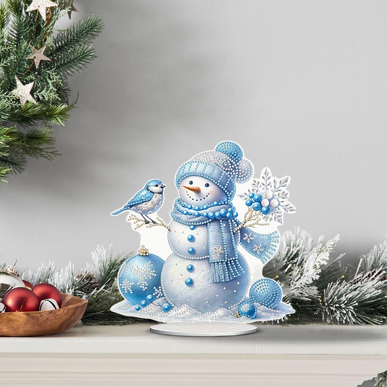de oficina de pintura de piedras preciosas, kit de pintura | artística de mesa - Tema de Navidad Crystal Gem Art Paint | de oficina para el salón de casa, arte en