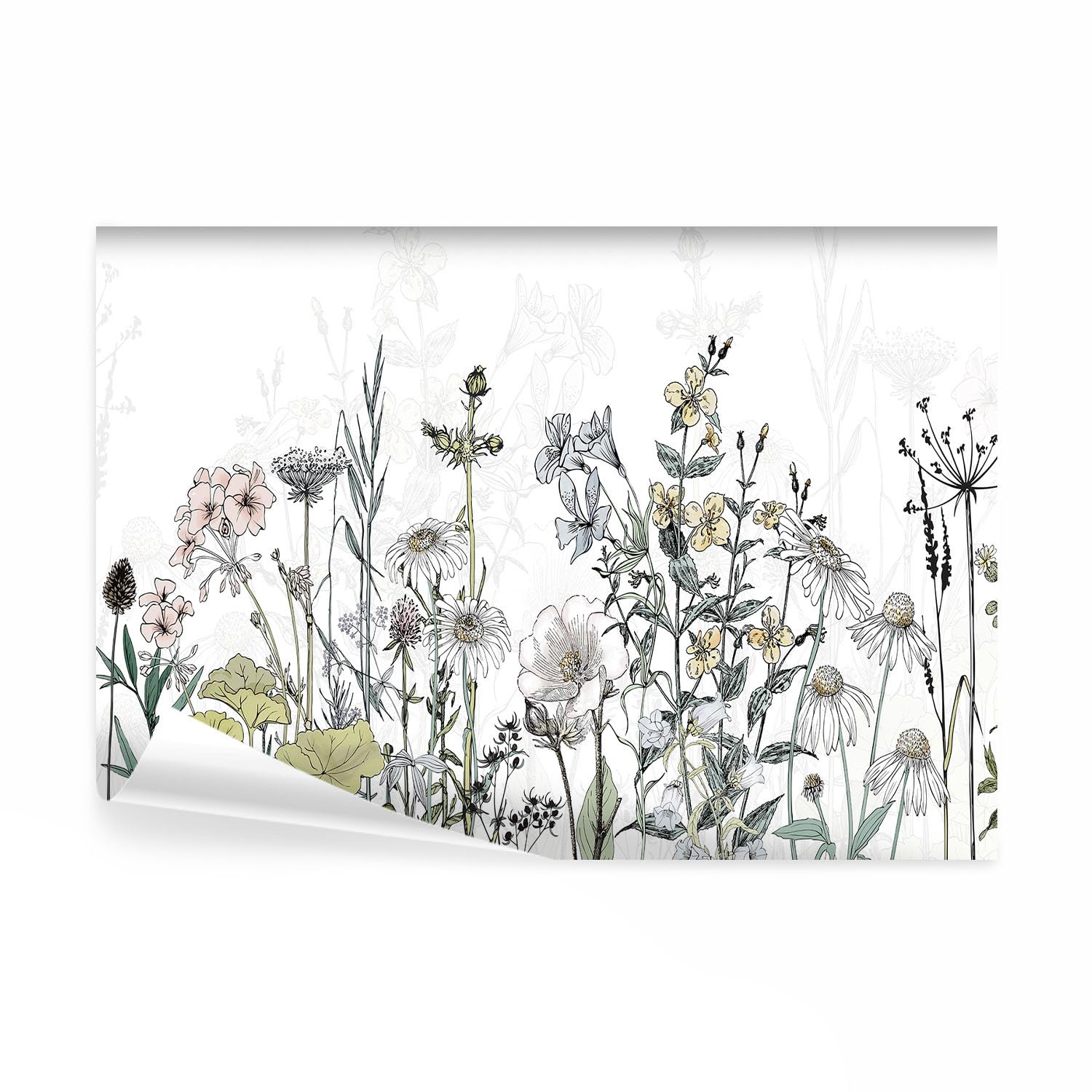 decomonkey Photo Wallpaper Flowers 200 x 140 cm - Floral Leaves Vintage Wall Mural Non-Woven Murals Wall Art Fleece Modern Print Home Decoration Design Nature Picture Abstract Bedroom Living Room