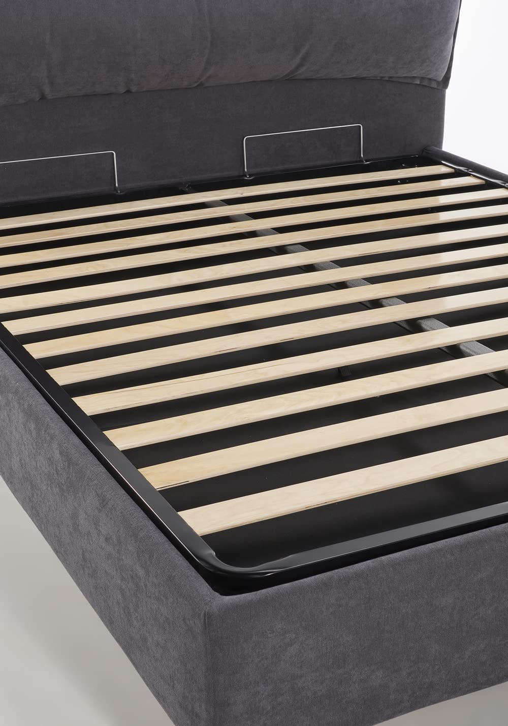 EVERGREENWEB Letto Matrimoniale con Contenitore 160x195 cm, Elegante Struttura Letto Imbottita, Rete a doghe in Legno Inclusa, Moderna Testiera Rivestimento SFODERABILE Tessuto Tortora, Modello ARLES