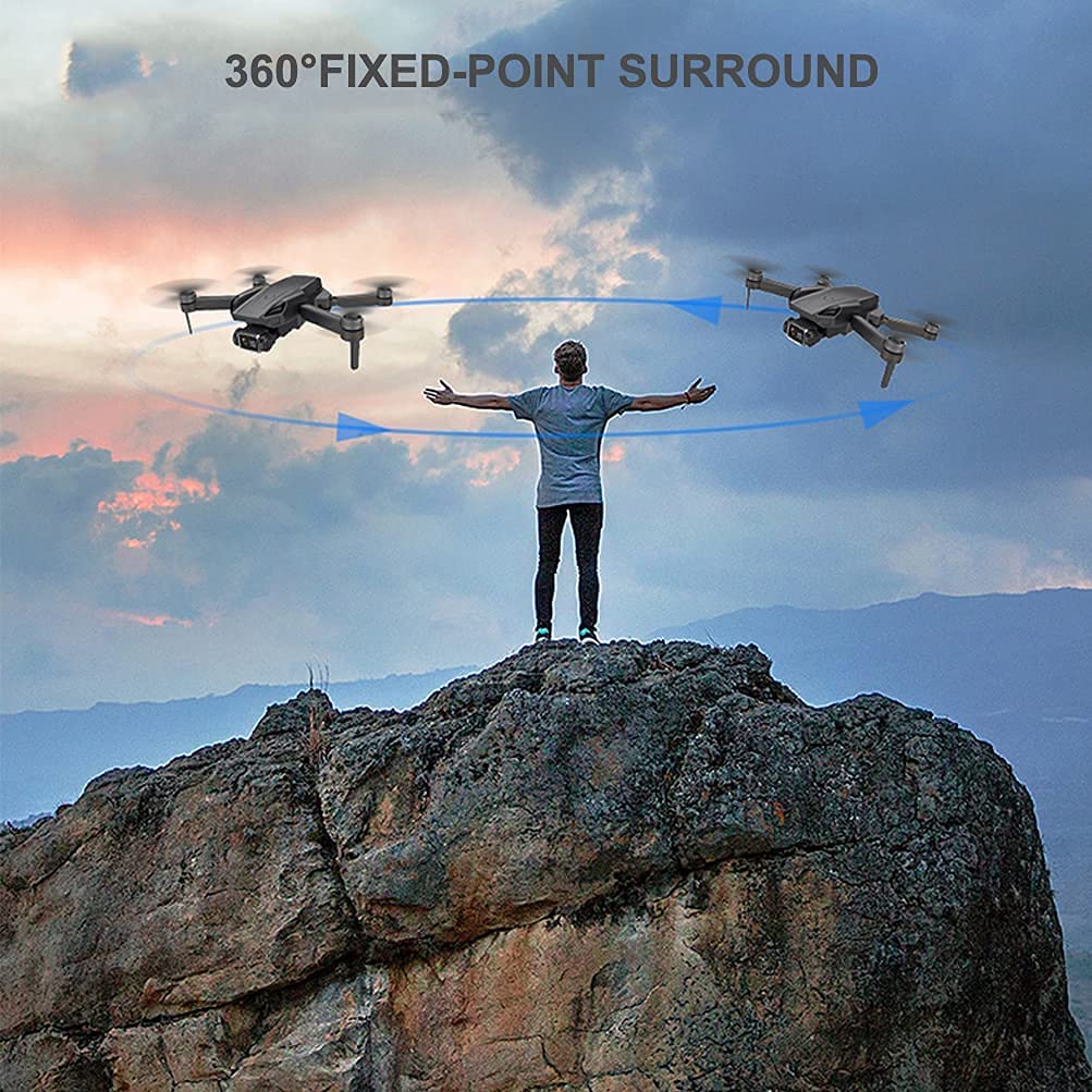 GPS Drone with brushless Motor Drones with 4K HD Dual Camera for Adults Foldable FPV GPS Drones RC Quadcopter with GPS+Optical Flow Positioning with 2 Batteries for 50 Min Flight(Black)