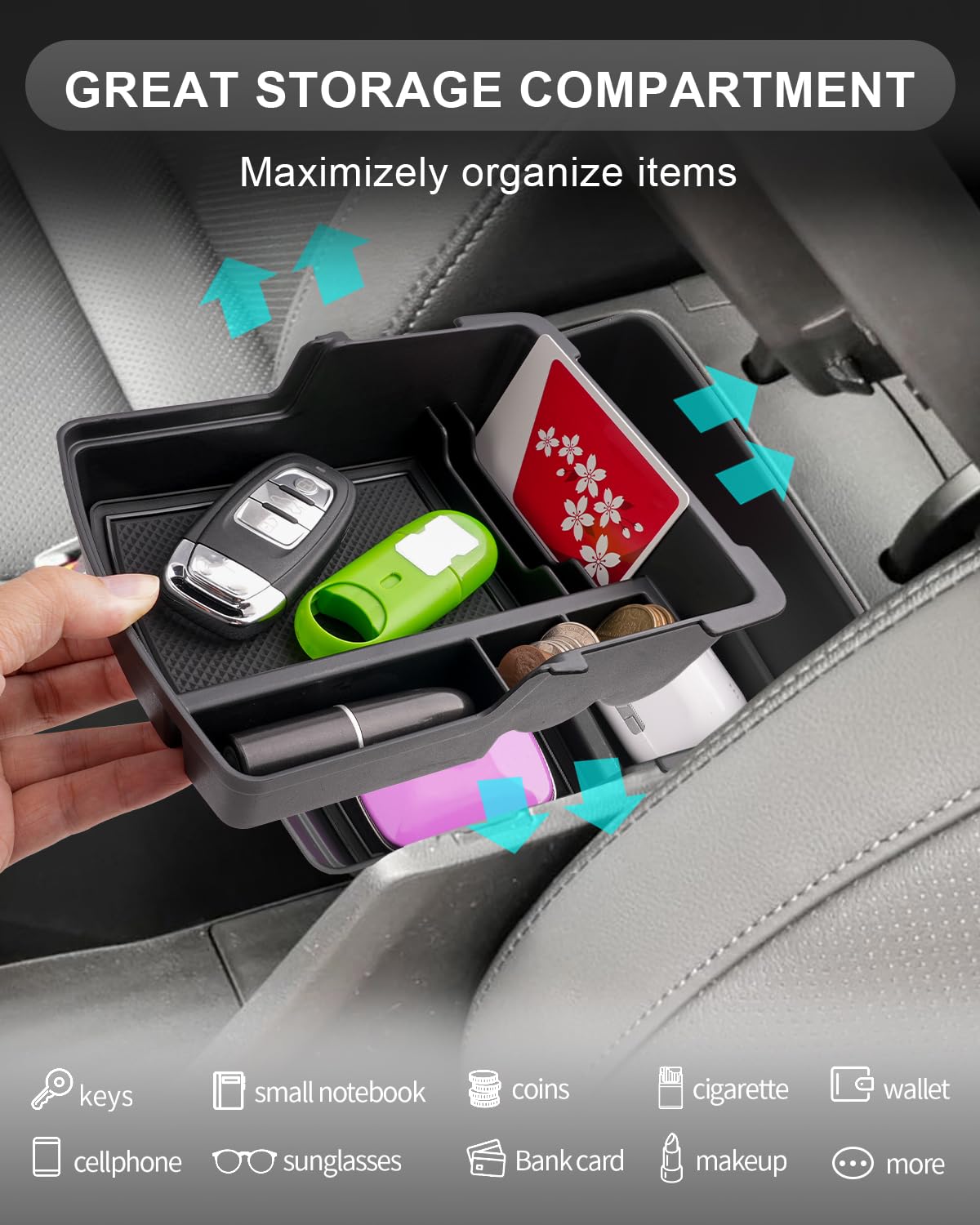 CDEFG Compatibile con Hyundai Kona Elettrico SX2 2024 2025 2026 Console Centrale Bracciolo Scatola Contenitore Doppio Strato Archivio Auto Center Console Organizer Tray Kona 2026 Accessori 2 pezzi