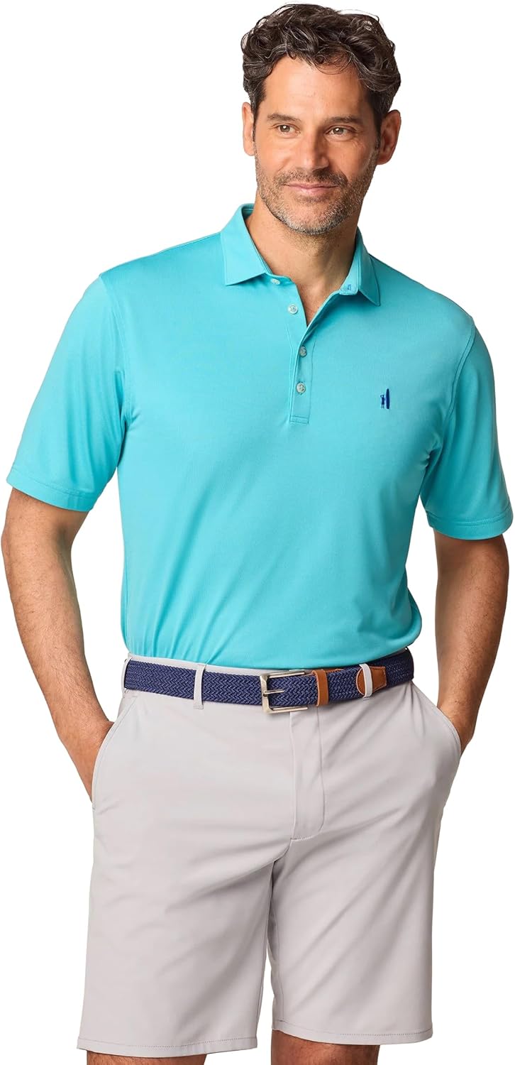 johnnie-O Fairway Solid Mesh Performance Polo Peacock/L, Large