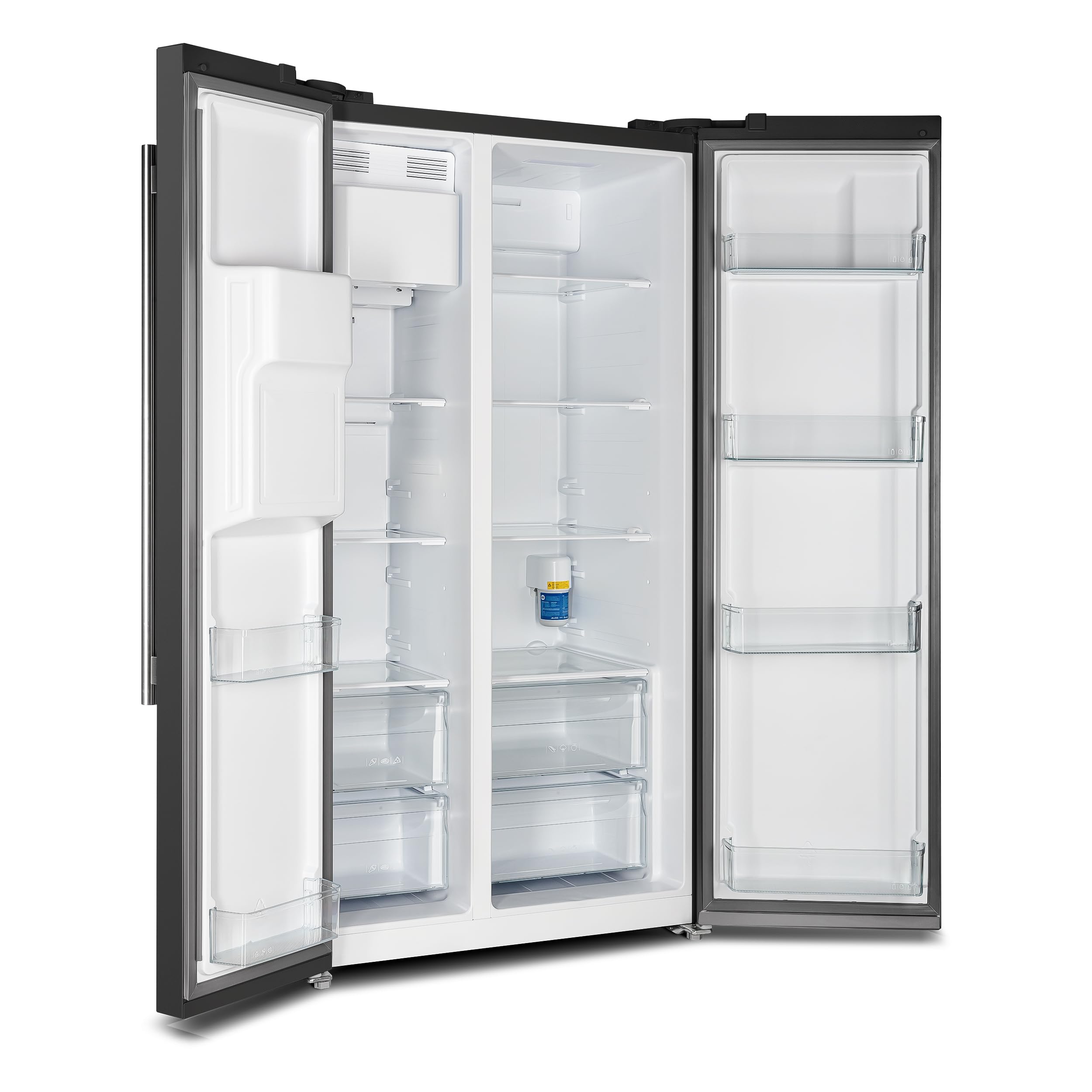 Forno Salerno 36" Side By Side 20 Cu.Ft Free Standing Black Fridge - Stainless Steel Refrigerator With Ice Maker & Decorative Grill - Touch Control Kitchen Fridge With Child Lock And Vacation Mode on Fridge.com - View 5