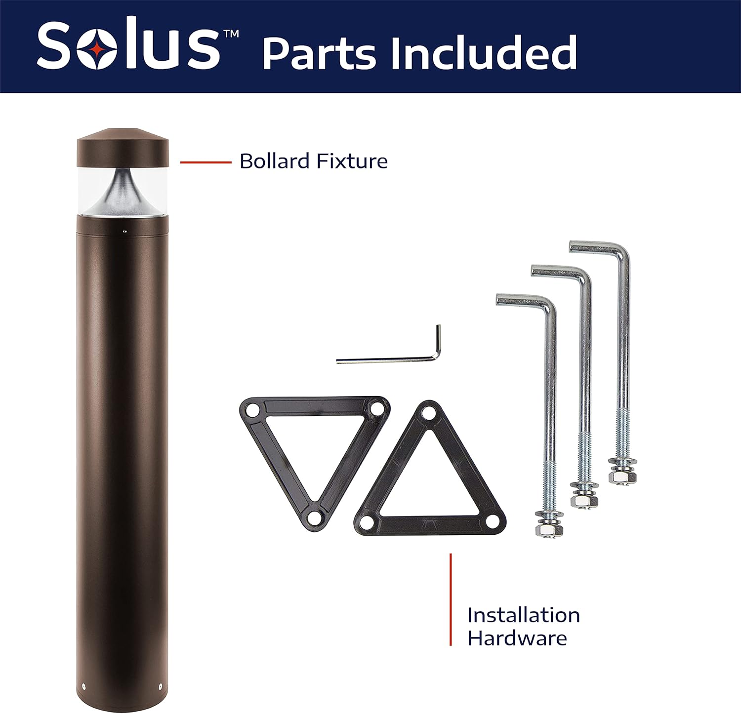 Solus Round LED Bollard Path Light – 10W Integrated LED, 937 Lumens, 4000K – Modern Outdoor Walkway Light, ETL Listed, Black or Bronze (Bronze, 4 Pack)