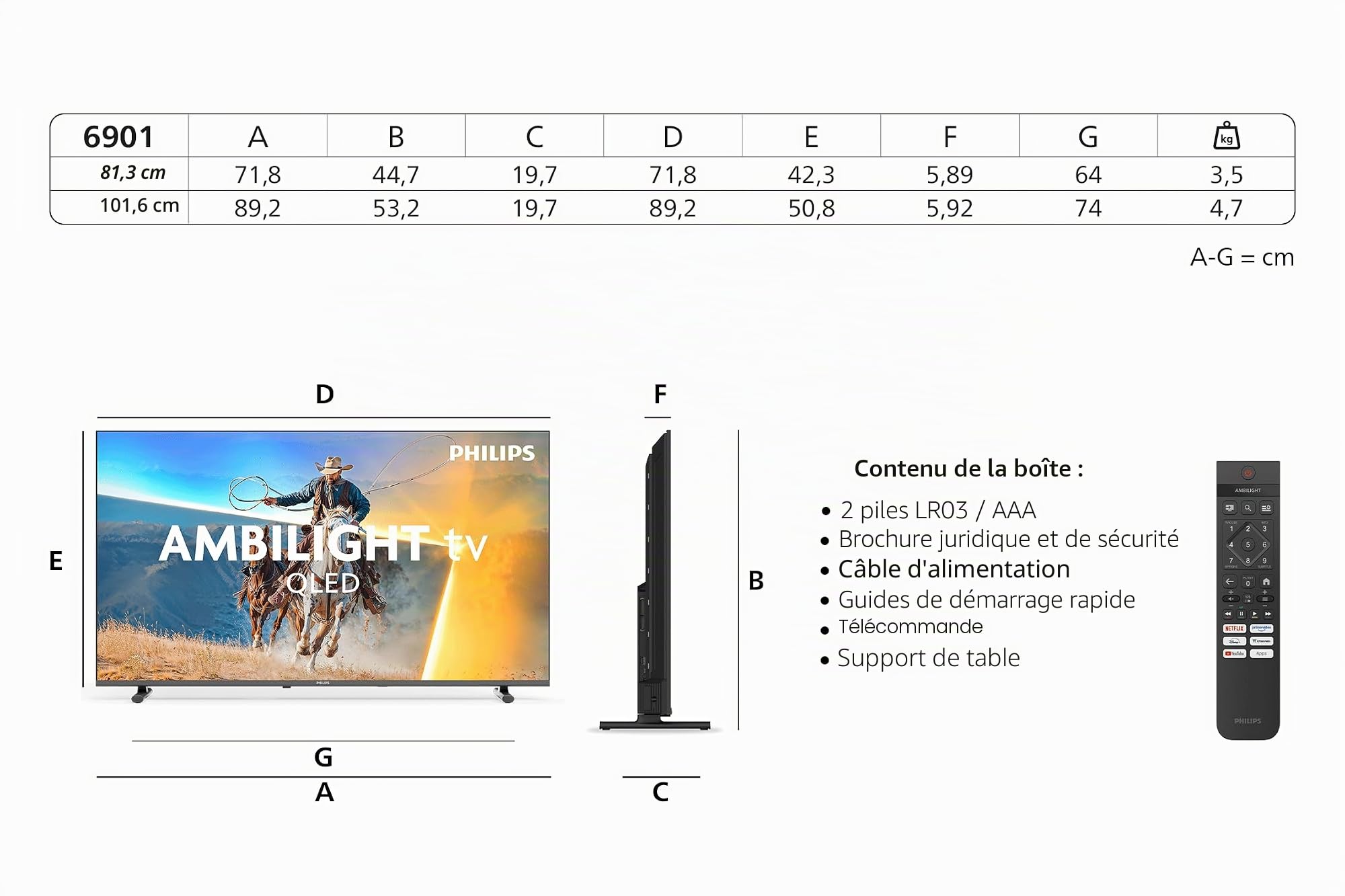 PHILIPS Ambilight TV 32PQS6901/12 téléviseur Intelligent FHD QLED, 32" | Pixel Precise Ultra HD, Titan OS, Dolby Audio