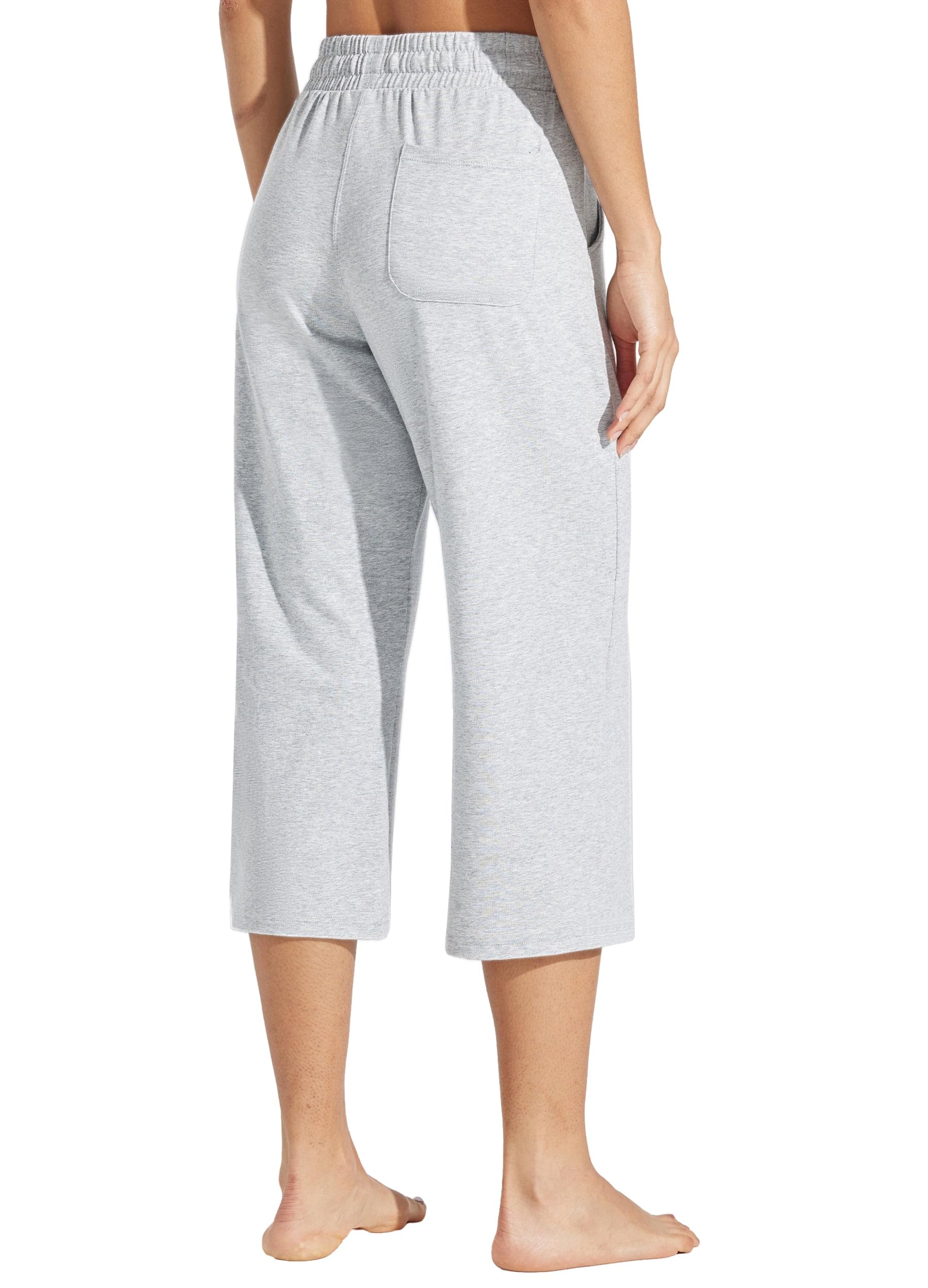 WILLIT Pantaloni Capri da donna in cotone, per yoga, capi, casual, con gamba larga, per allenamento, pantaloni da jogging con tasche 20"
