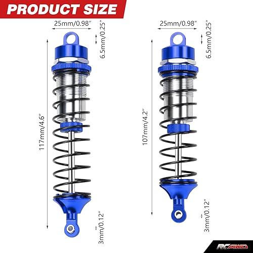 Miniatura 9 de Rcawd 4 amortiguadores de metal completo compatibles con Arrma 3s Blx Upgrade Parts Amortiguador Arrma Big Rock Arrma Typhon Arrma Vorteks Arrma