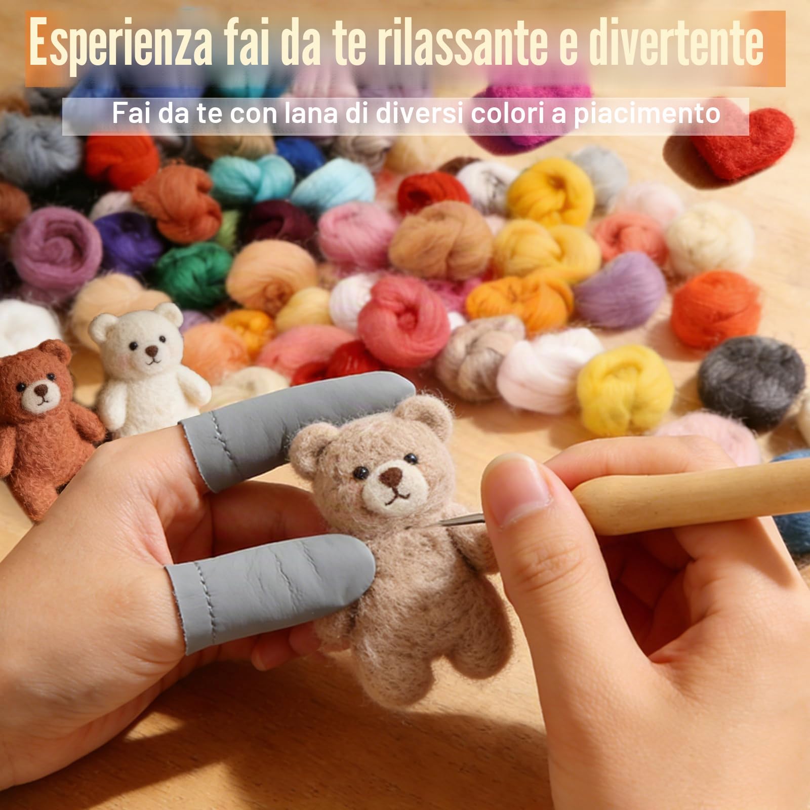 Set di Lana per Infeltrire 100 Colori,300g Lana Aghi & Strumenti | Strisce di Lana per Infeltrire per Infeltrimento a Secco e ad Umido,Adatto per Creazioni di Animali Fai da Te e Kit di Infelt