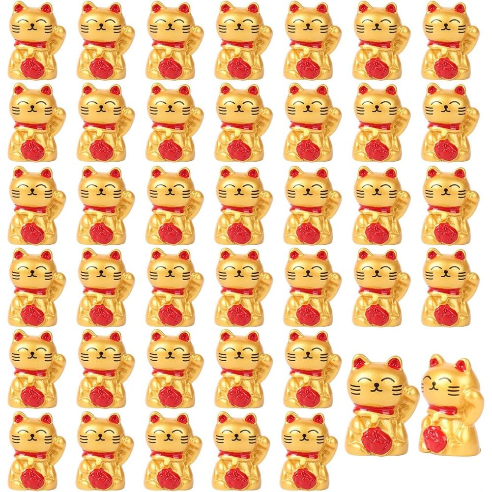 UDSKNV[KSL Cute Mini Cat Figurines, 40 Pcs Mini Resin Cats Tiny Animals Figures, Lucky Statue for Fairy Garden Decor, Dollhouse