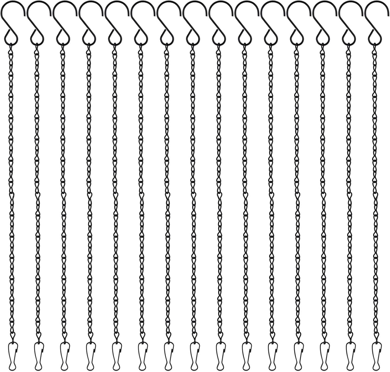 15 Pack 10 Inch Hanging Basket Hooks Black Hanging Chains Garden Plant Hanger Chain Clips Outdoor for Flower Baskets, Bird Feeders, Wind Chimes, Lanterns, Ornaments-image-17