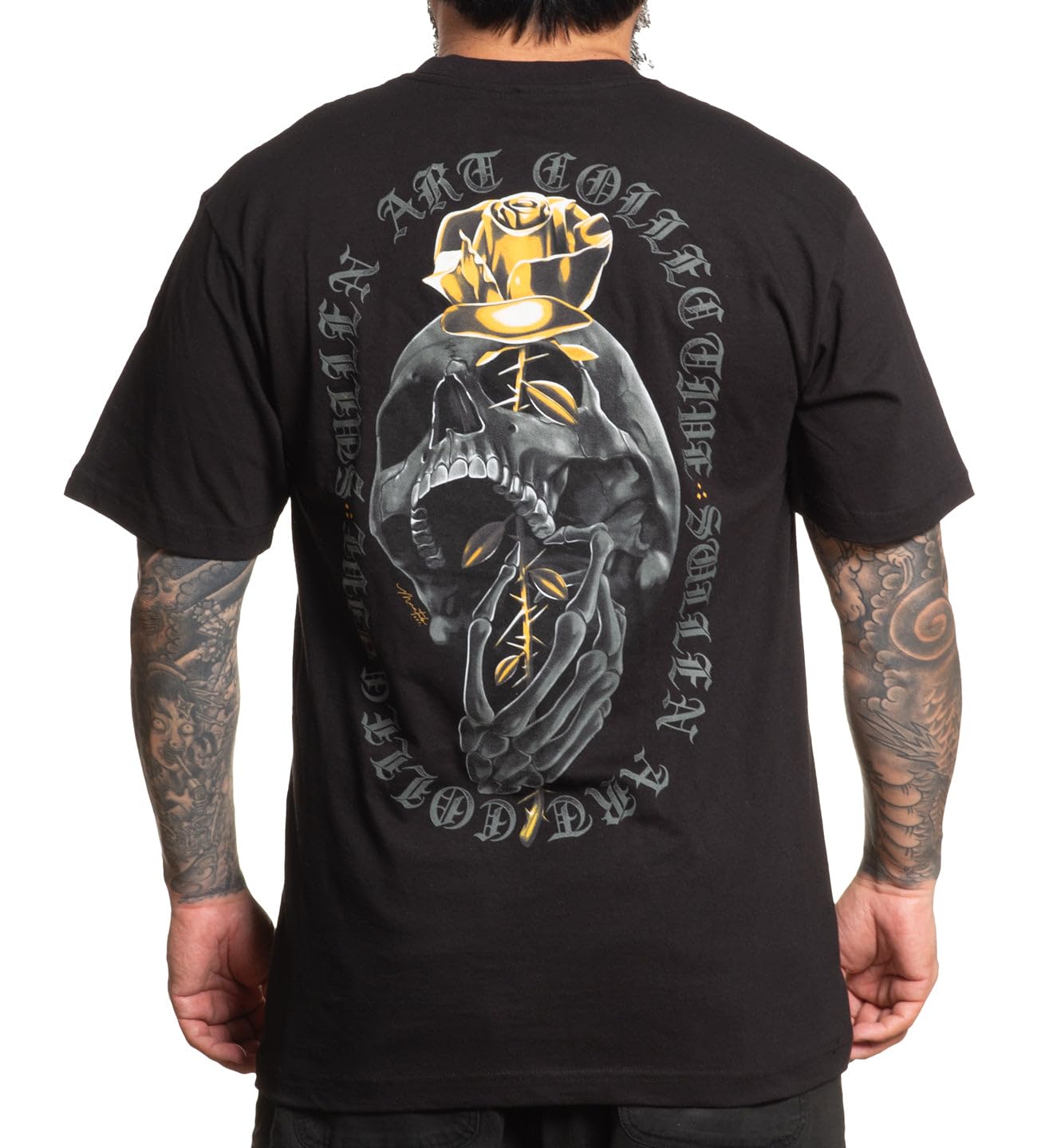 SullenMen's Rose Gold Tattoo Lifestyle Graphic Standard Short Sleeve Tee Black