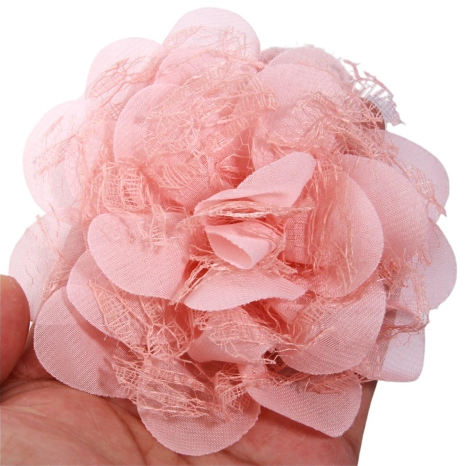 Wtaxbh Peach Iron On Patches 7Pcs 11Cm Chiffon Organza Fabric Rose Flowers Wedding Dress Clothing Headwear Decoration Diy Headdress Decor Craft Project(Peach)