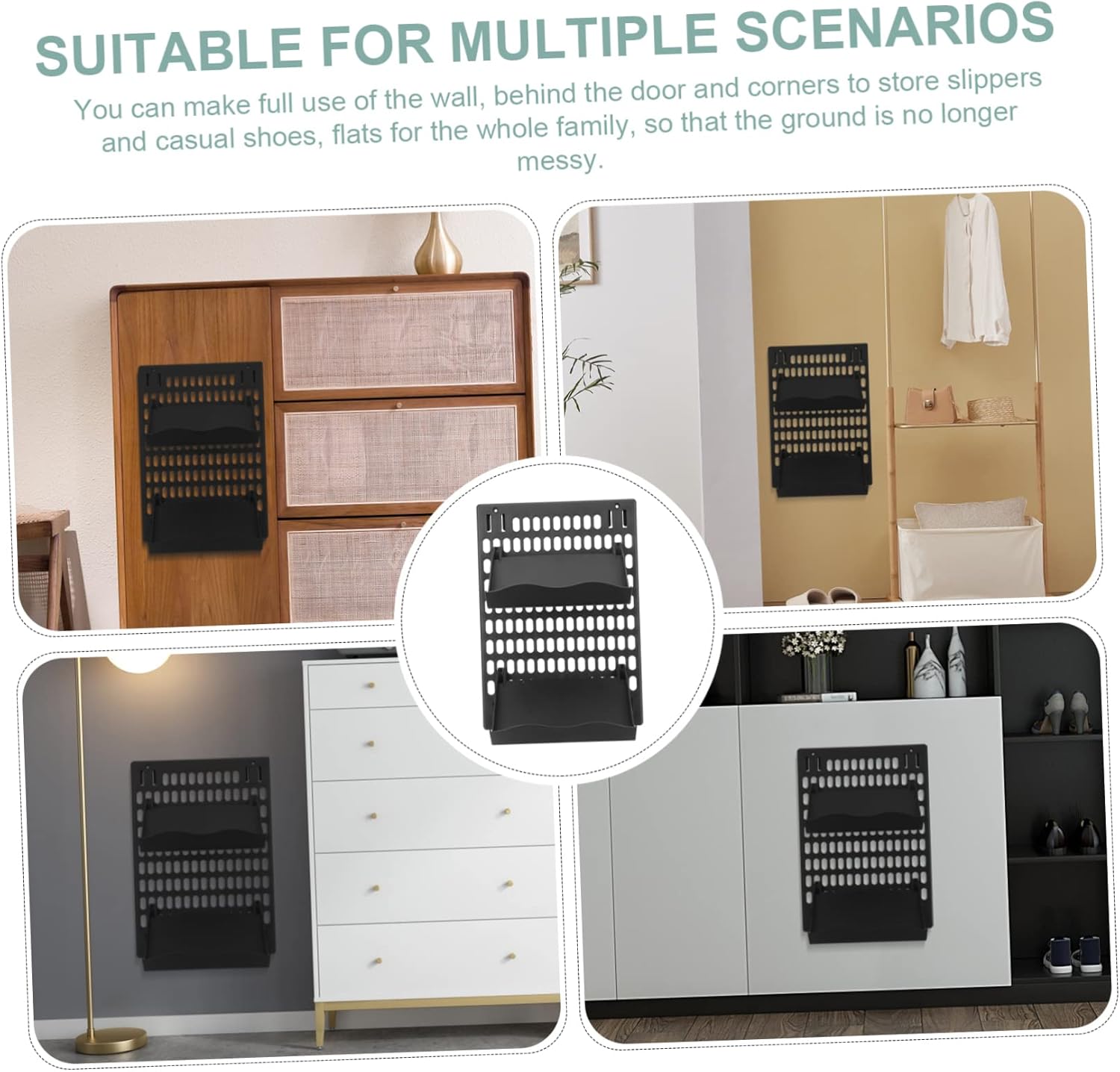 Shoe Rack for Entryway Wall Mount Shoe Hanger Slippers Storage Rack Punch- Easy to Install 1 Set