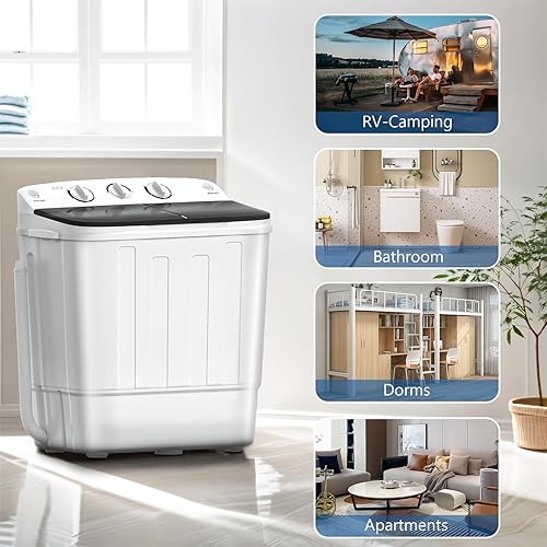 Miniatura 7 de Mini lavadora de 18 libras, lavadora portátil y compacta con lavado de 11 libras y secado giratorio de 7 libras, estante de secado gratuito y 10