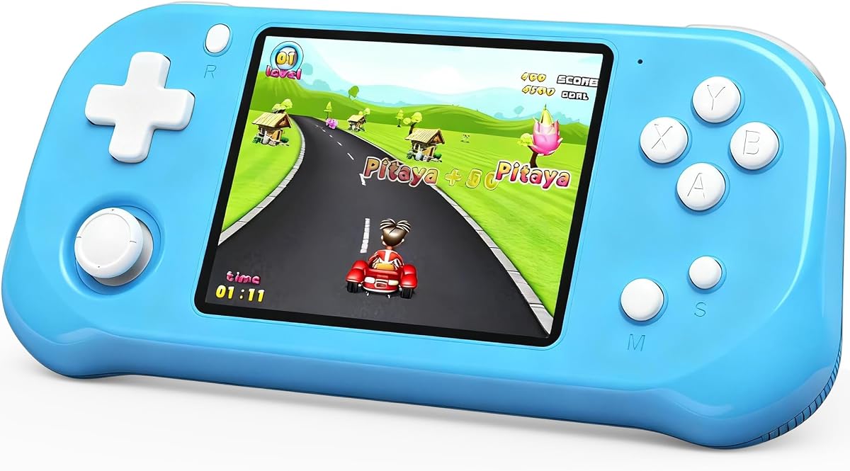 Consola de Juegos Portátil para Niños con Pantalla IPS de 3,5'' 139 Videojuegos | Dispositivo de juego portátil recargable de 32 bits, pantalla HD IPS, juego de 6H, Joystick de precisión, juguete de viaje para vuelos en coche, regalo para niños y niñas