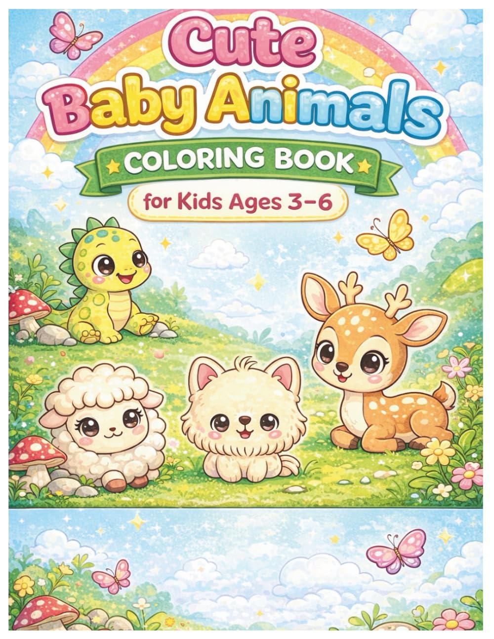 Cute Baby Animals Coloring Book for Kids Ages 3-6: 50 Adorable Animals to Color for Toddlers and Young Kids