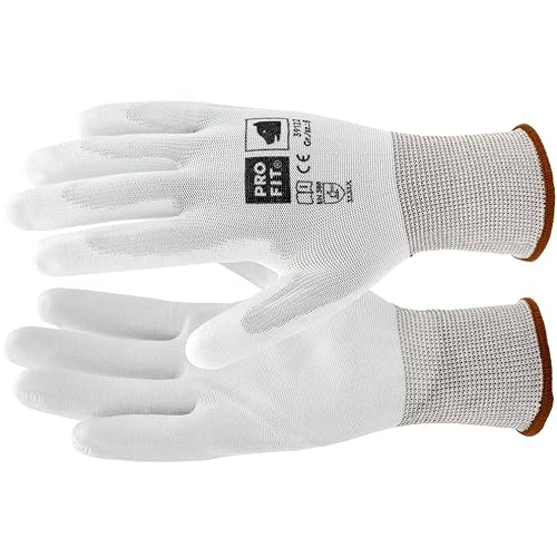 Colorus 12 Paar Profi Arbeitshandschuhe Gr. 9 (L) | Feinstrick Nylon PU fein Handschuhe | Gartenhandschuhe Haushaltshandschuhe | Montagehandschuhe Nitril-Handschuhe | Handschuhe Baustelle, Arbeit