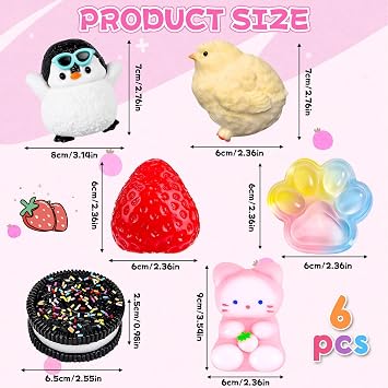 6 Pcs Taba Squishy, Squishy Toys, Fufu Squishy Fidget Toys for Adults