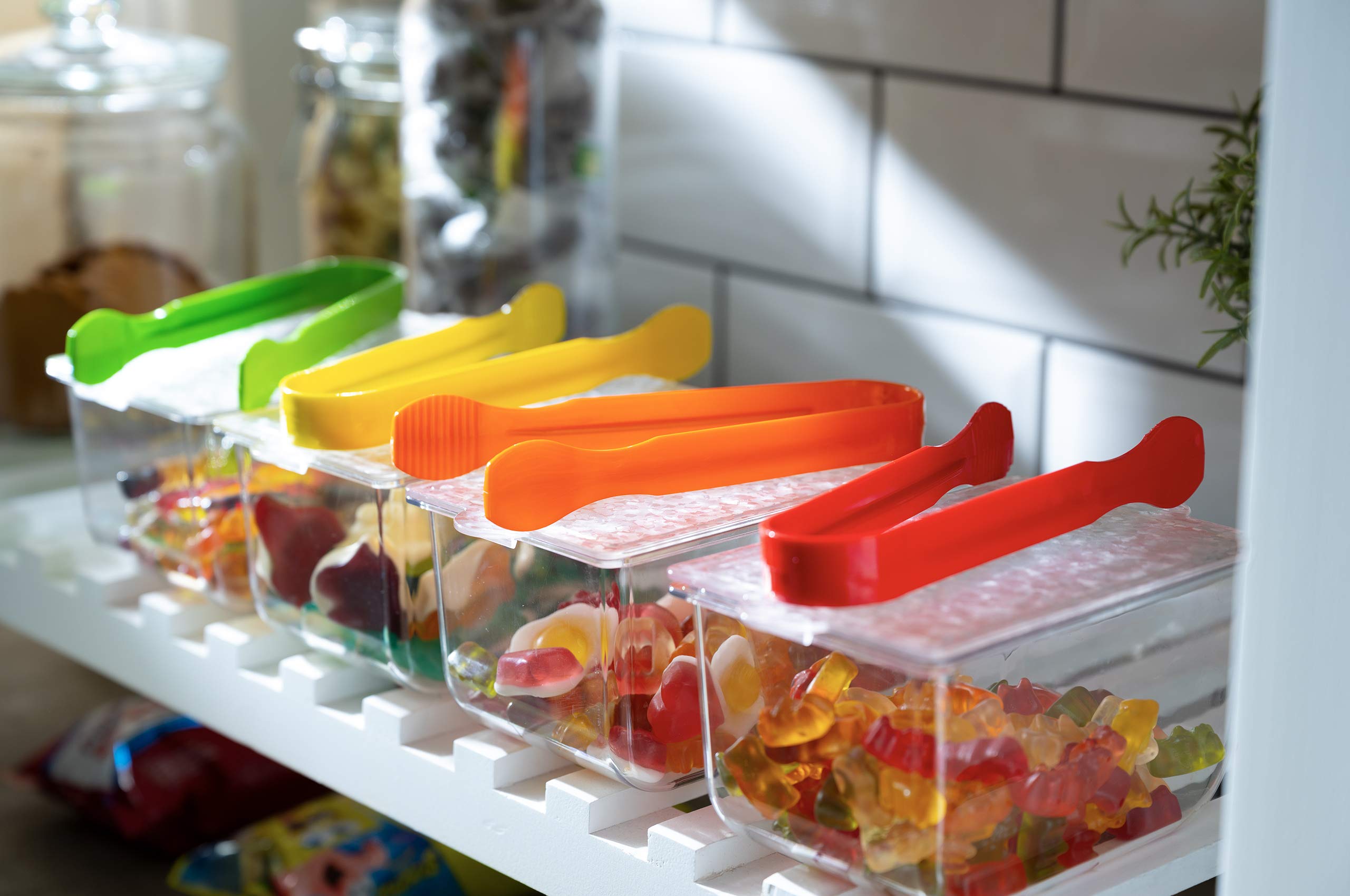 Pikanty - Pinzas para servir de 7 pulgadas, resistentes reutilizables, para cocina y barbacoa, multicolor, para fiestas, caterings, eventos, bufé, bodas y uso diario, paquete de 4 unidades. Fabricado