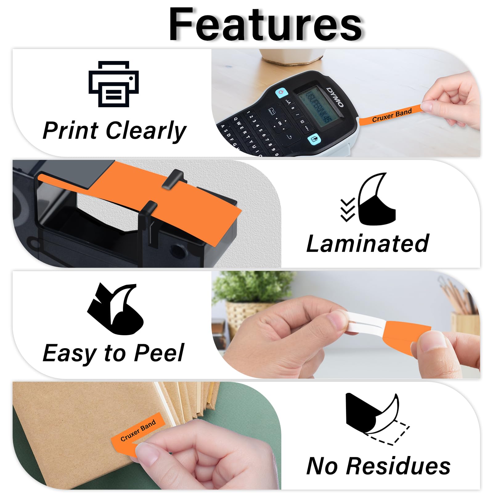 Cruxer Paquete de 30 cintas de etiquetas de vinilo compatibles con Dymo IND 18436 S0718500 A18436, negro sobre naranja, 19 mm x 5,5 m, repuesto para Dymo Rhino 4200 5000 5200 6000 ILP 219 3M PL150 3M