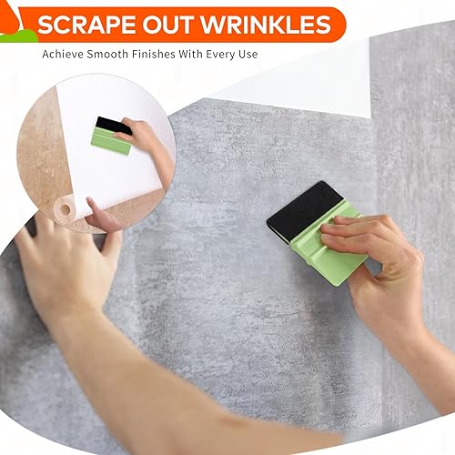 Miniatura 23 de WRAPXPERT Herramienta de espátula de vinilo, paquete de 2 espátulas para vinilos rosa y verde azulado, herramienta raspadora de vinilos de fieltro