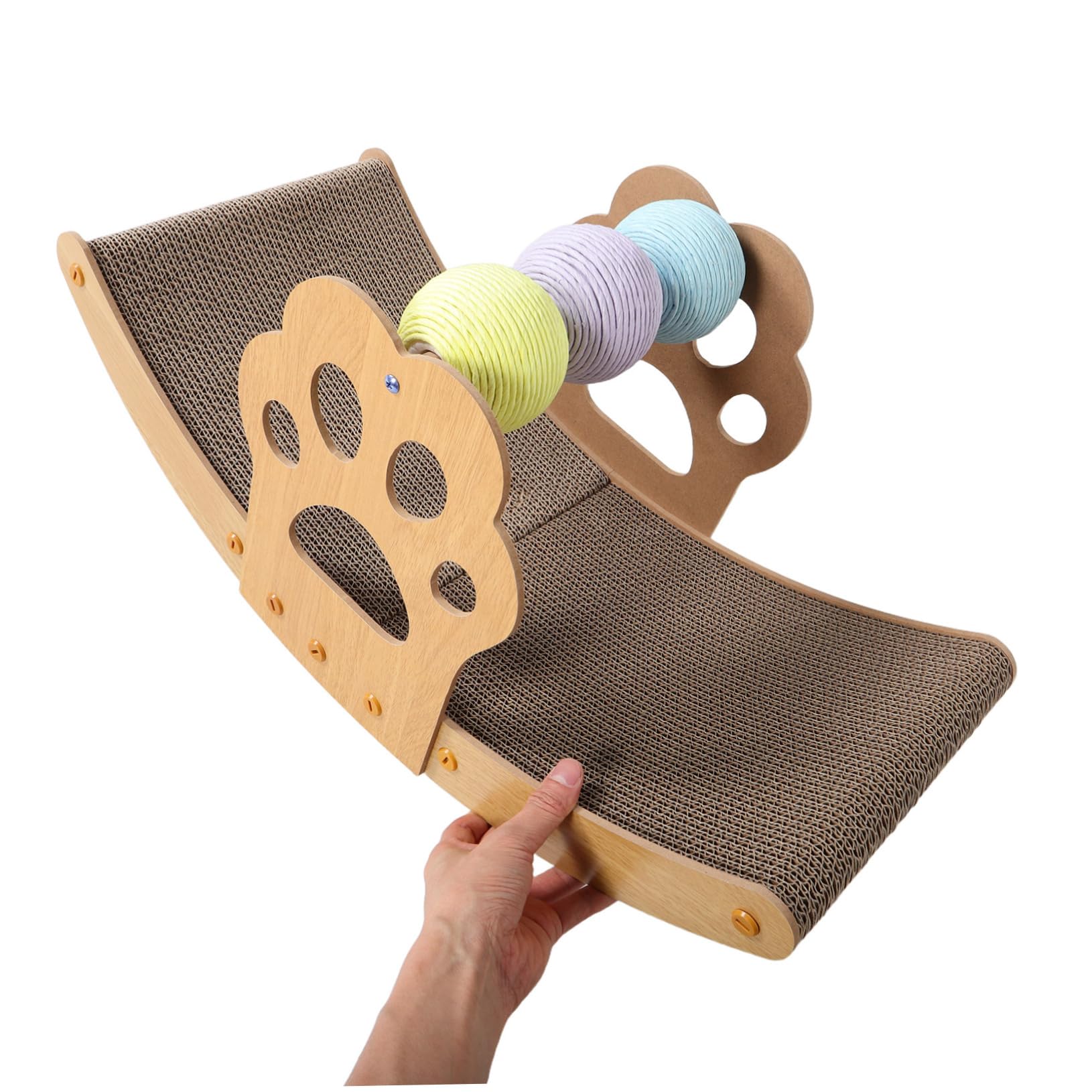 YARNOW Cama Rascadora para Gatos de Cartón Ondulado Cama Mecedora con Bola Interactiva para Interiores Tabla para Afilar y para Mascotas