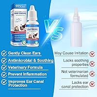 Vista 7 de 2 gotas de tratamiento para infecciones de orejas de perros y gatos, gotas de limpieza de oídos para mascotas con hidrocortisona al 1%