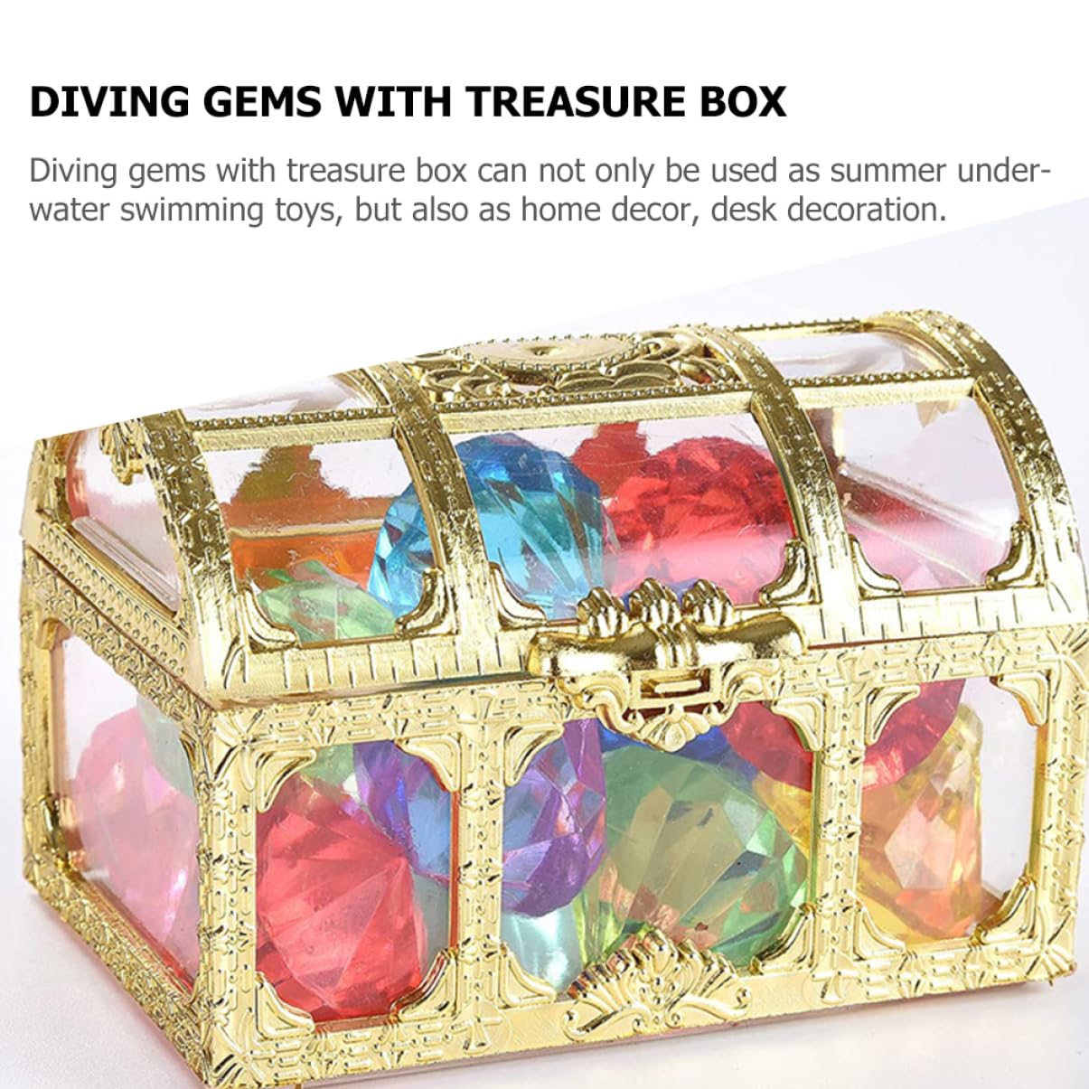 60pièces Jouets Gemmes Artificielles pour Plongée Piscine avec Coffre Trésor Modèles De Diamants sous-Marins
