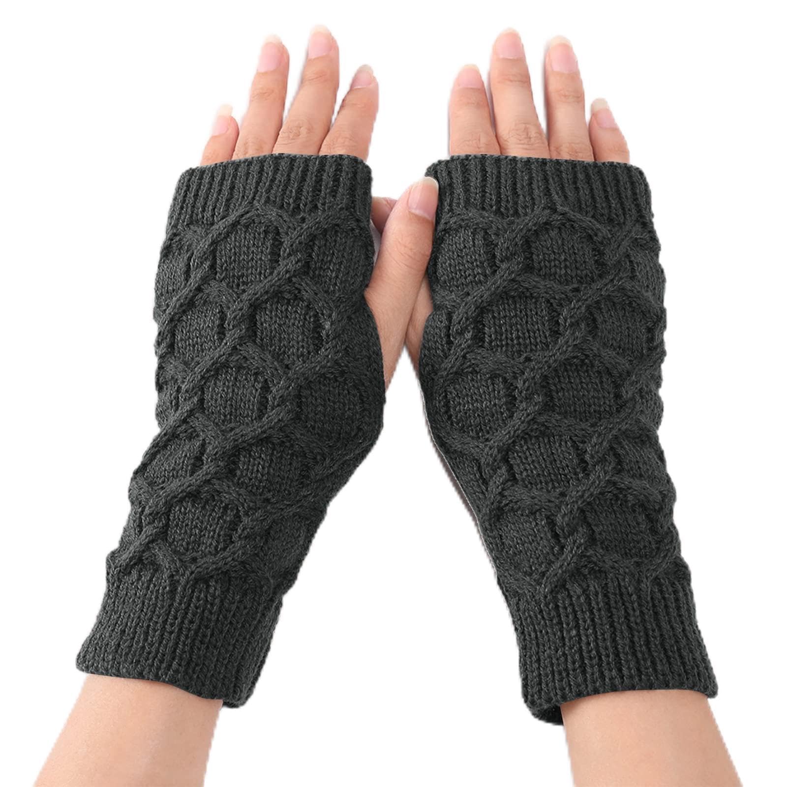 Dsgzkk Knitted Hand Gloves Stretchy Wrist Length Fingerless Arm Warmer Half Finger Mittens Unisex Short Winter Warm Gloves