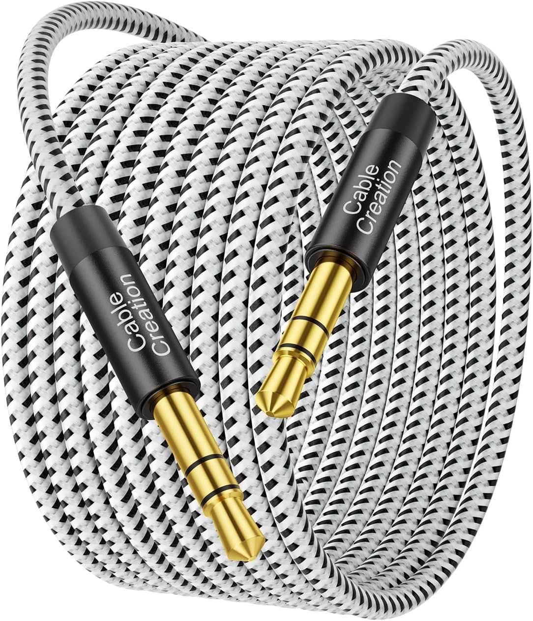 Long Aux Cord (30FT/9M), 3.5mm Audio Cable Male to Male, Braided Hi-Fi Sound 1/8 Auxiliary Headphone Cord Extension for Car Stereos, Projector, Speaker(with Aux Port Devices), Black.