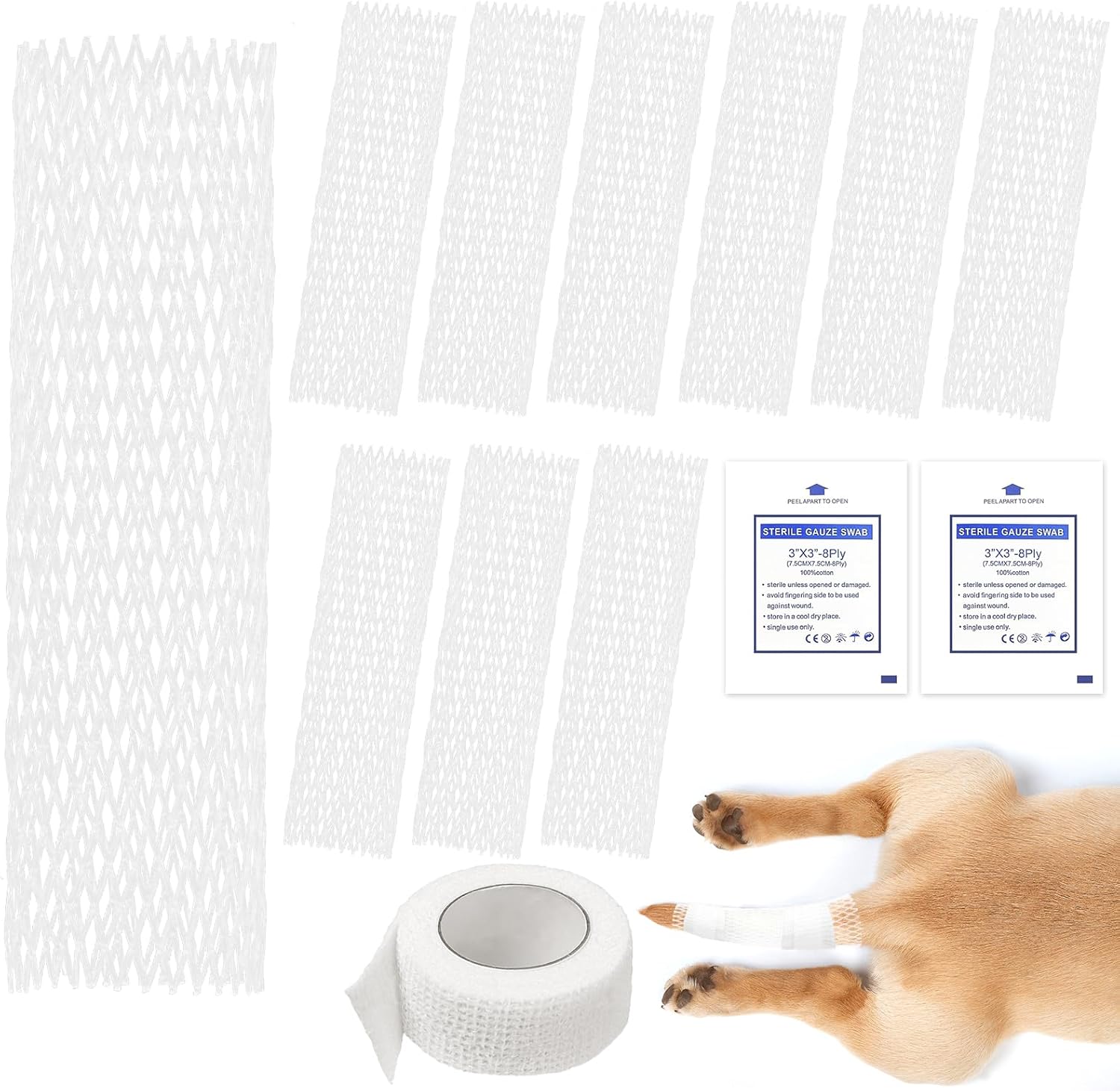 UNIFAMILY Dog Tail Protector, 10pcs Dog Breathable Tubular