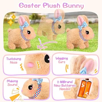 CatchCute Interactive Hopping Bunny Plush with Princess Jewelry Set