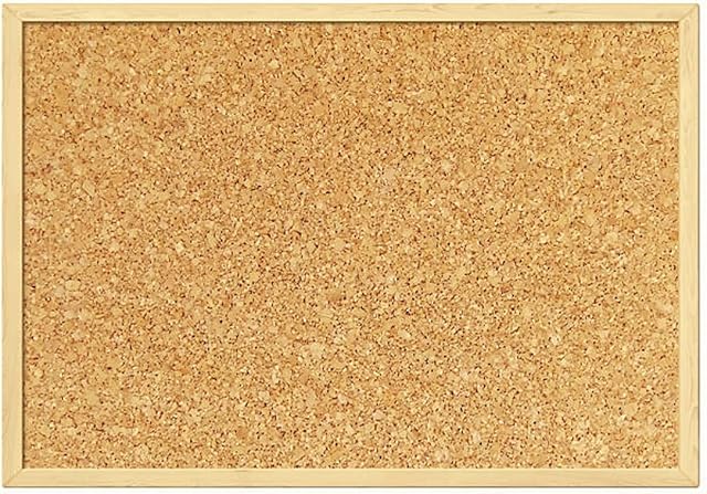 Cork Pin Notice Board 600MM x 900MM Office Memo School with 6 Push Pins Board Classic Wood Natural Frame Board