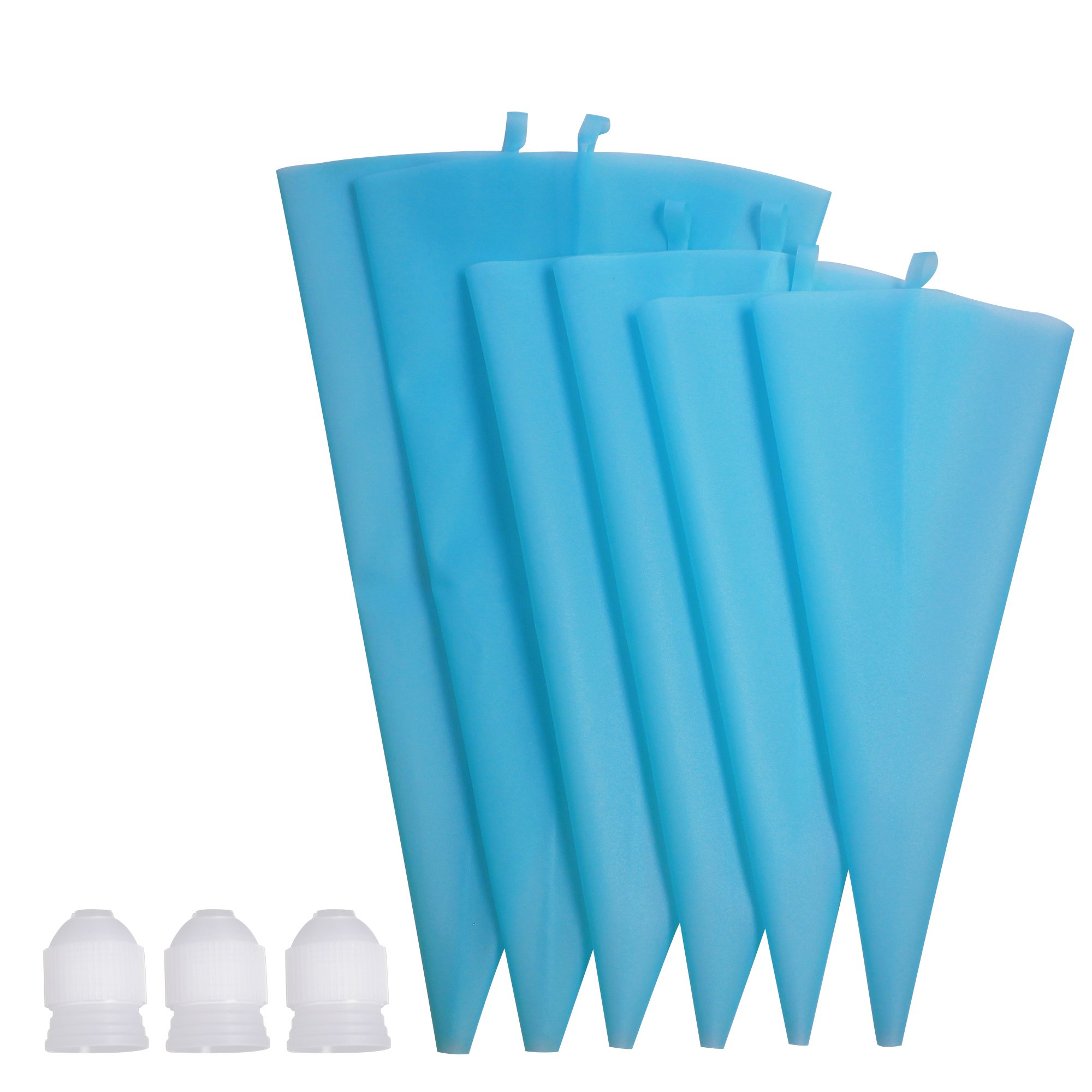 9Pcs Silicone Pastry Bag Set - 3 Sizes Thickened Reusable Piping Bags (S+M+L) with 3 Icing Couplers for Cake Decorating Tips