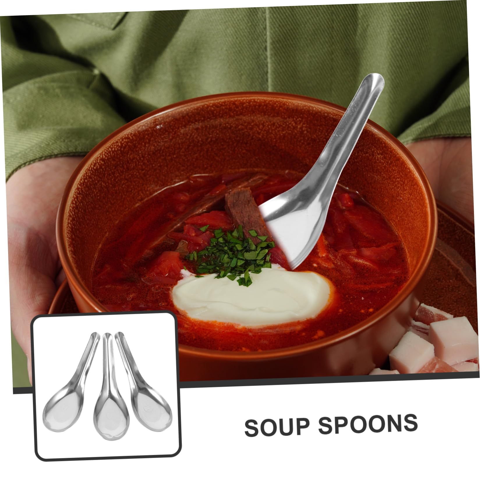 Cucharas Soperas Multiuso para Servir 50 de Acero Inoxidable, Gruesas y Pulidas Varios estilos Ideales para Restaurantes y Celebraciones