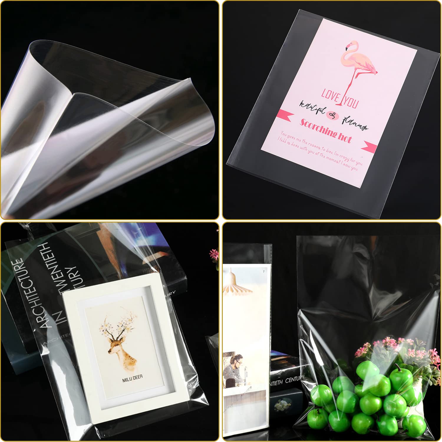 Sacchetti Di Cellophane Trasparenti - 100 Pezzi 18x25 Cm Con Fondo - Perfetti Per Bomboniere E Caramelle - 4