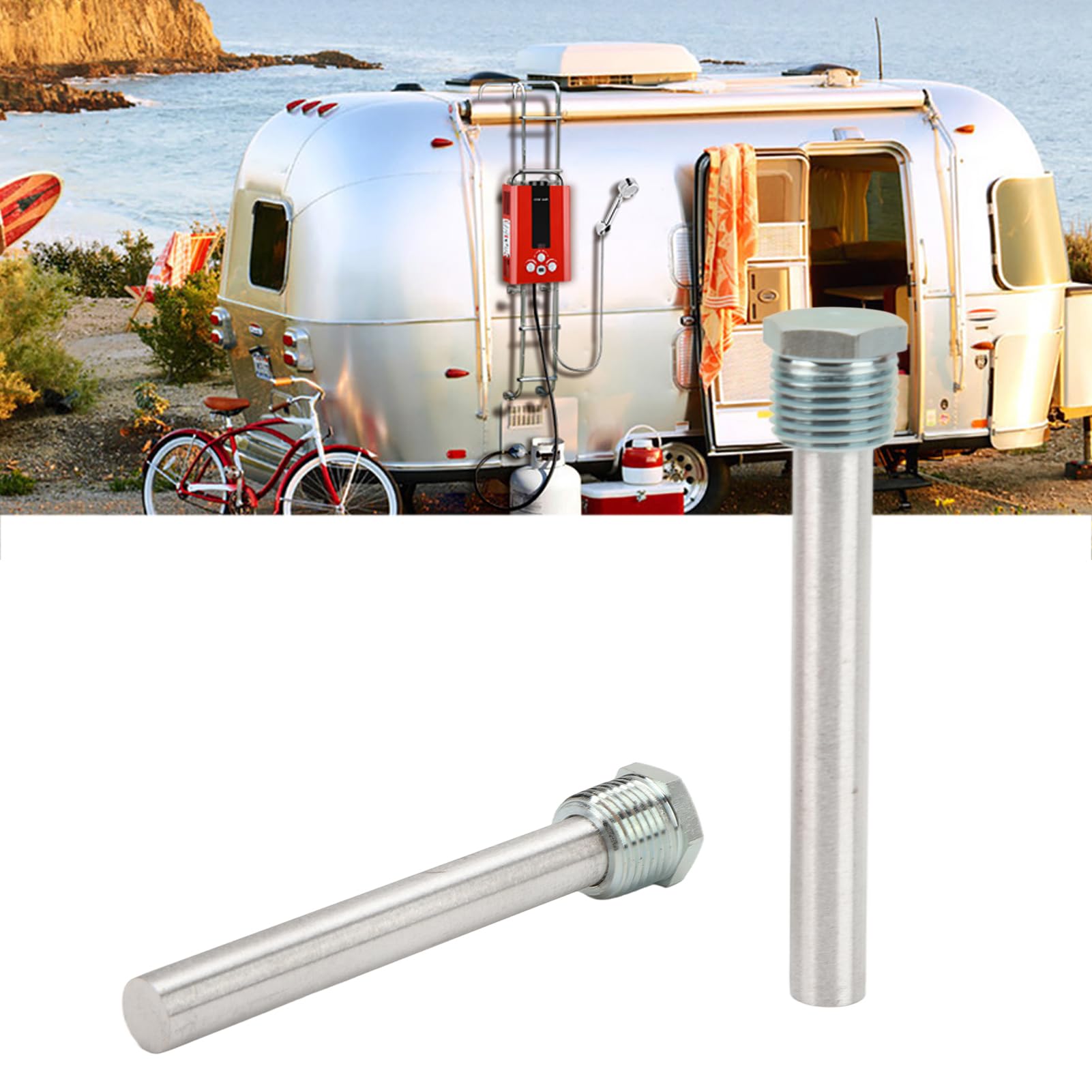 Asta di Anodo di Magnesio da 2 Pezzi con Cappuccio in Zinco Blu, Filettatura NPT da 1/2 Pollice, Robusta e Affidabile per Scaldabagni per Camper