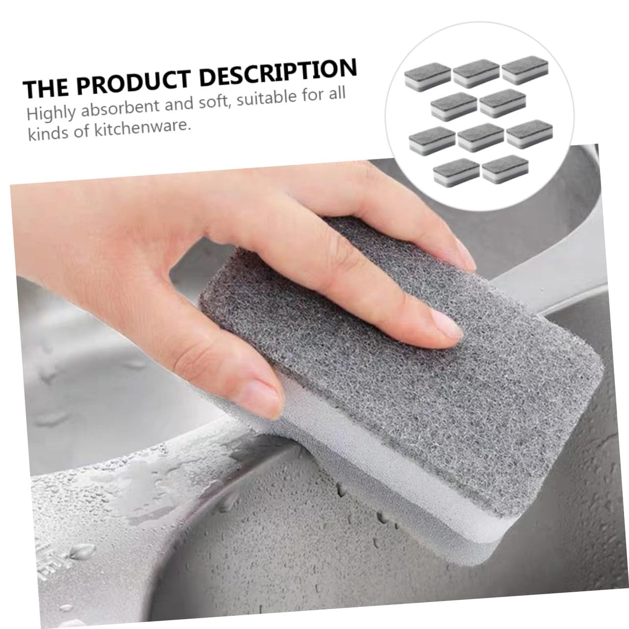 3 Series Estropajo Depuradores De Cocina Depuración Familiar Fregador De Platos Fregar Esponja Doméstica Utensilios De Cocina para Lavar Platos Grey 10 Piezas X 3
