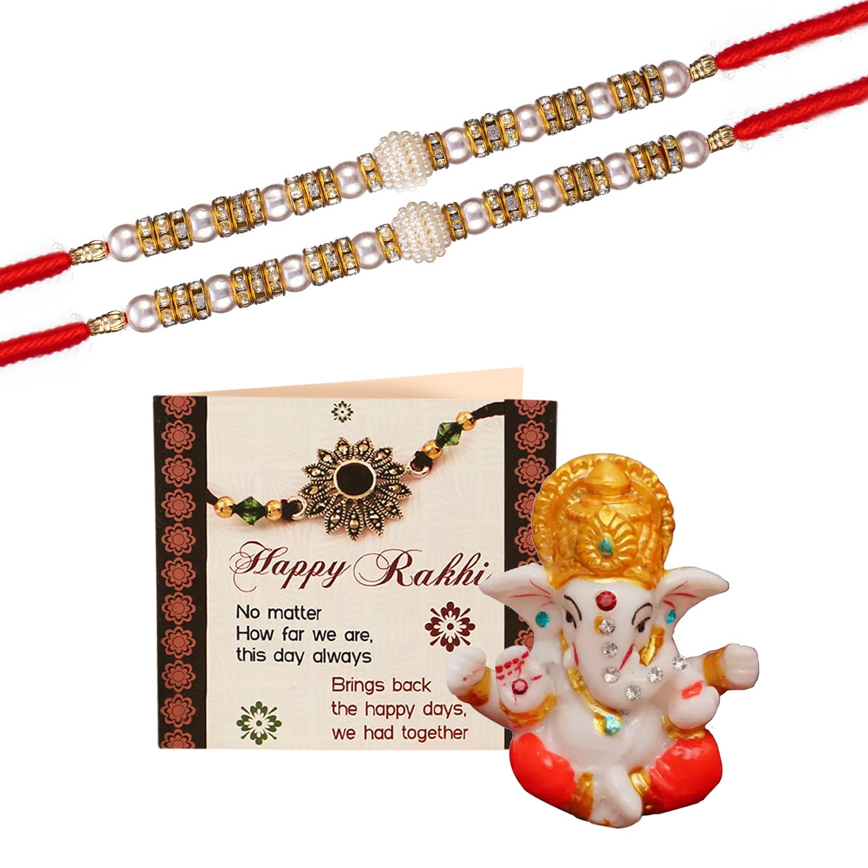 TIED RIBBONS Rakhi Gift For Brother - Pack Of 2 Designer Rakhi With Mini Ganesh Idol Figurine And Roli Tika - Rakhi For Brother, Men (B07FTDS2CJ) Amazon Price History, Amazon Price Tracker