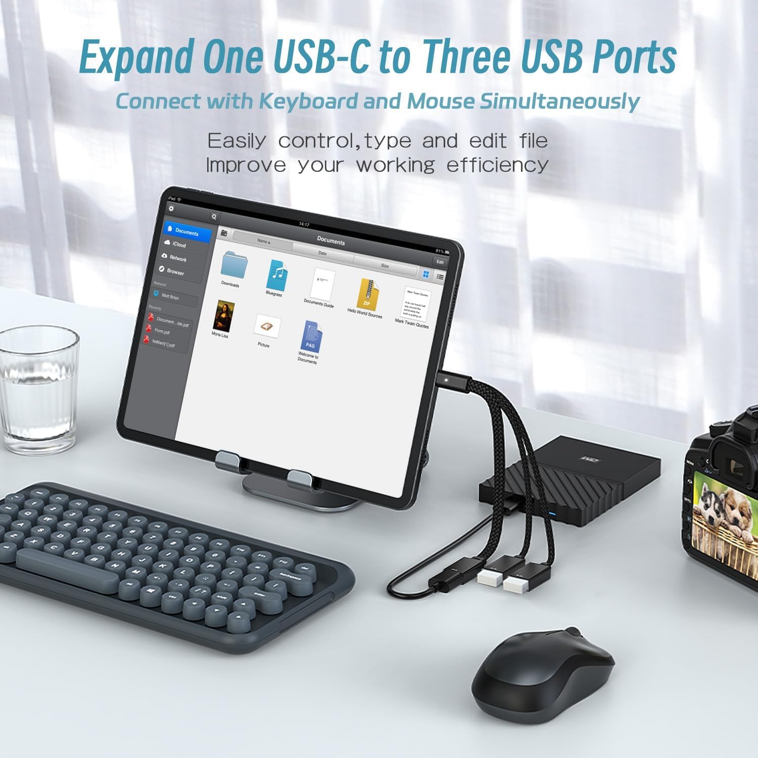 Adaptateur Multi-répartiteur 3 En 2 USB C HUB 2.0 Type C, 3 Ports OTG, Adaptateur D'alimentation USB Pour Macbook Pro 13 15 Air Pro IPad Pro PC Portable