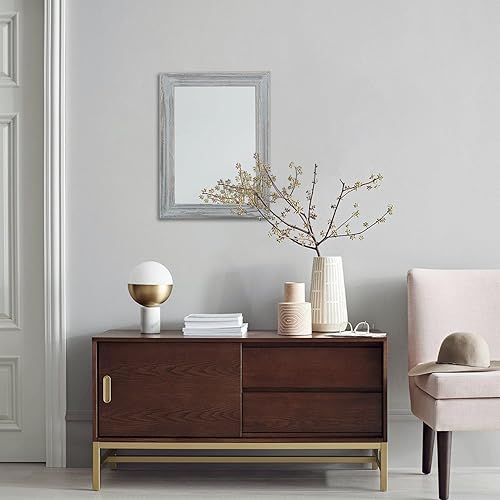 Miniatura 3 de Espejo de madera con marco rectangular retro espejo de pared decorativo para baño, dormitorio, sala de estar, pasillo, entrada, decoración del