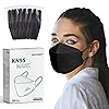 MGEIIRD KN95 Face Masks for Adults 50 Pcs, Individually Wrapped, 5-Ply Black Disposable Face Mask Against PM 2.5 Smoke & Dust, Filtration Efficiency 95%