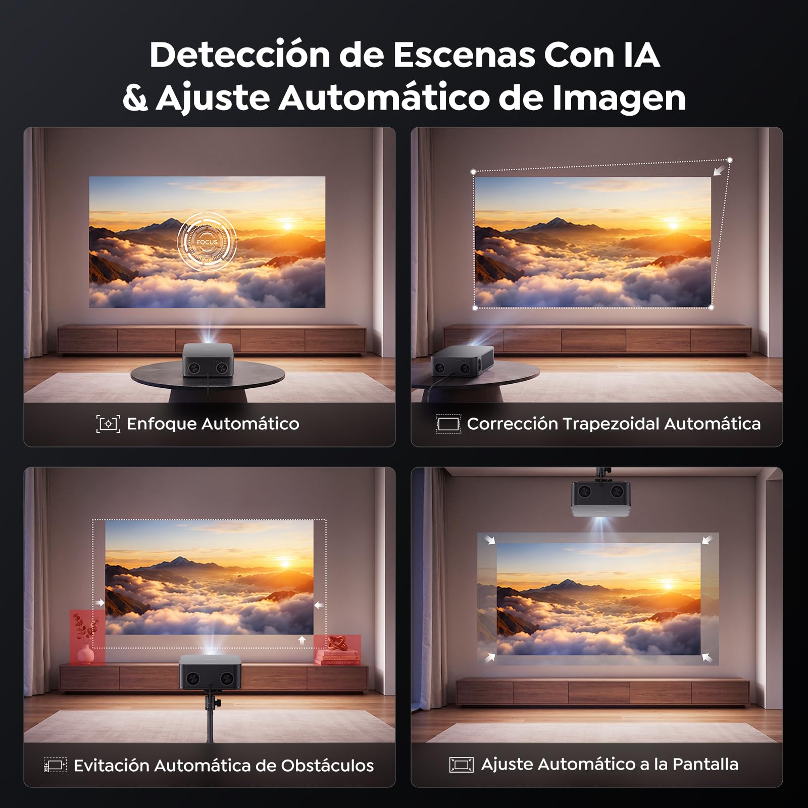 Proyector 4K【Alto Brillo 2000ANSI/VIDAA SO más rápido/40W Dolby Audio】Proyector Netflix Incluido TV en Directo, FHD1080P, HDR10, Auto Focus/Keystone, Control por Voz, BT5.4, para Exterior/Cine en Casa