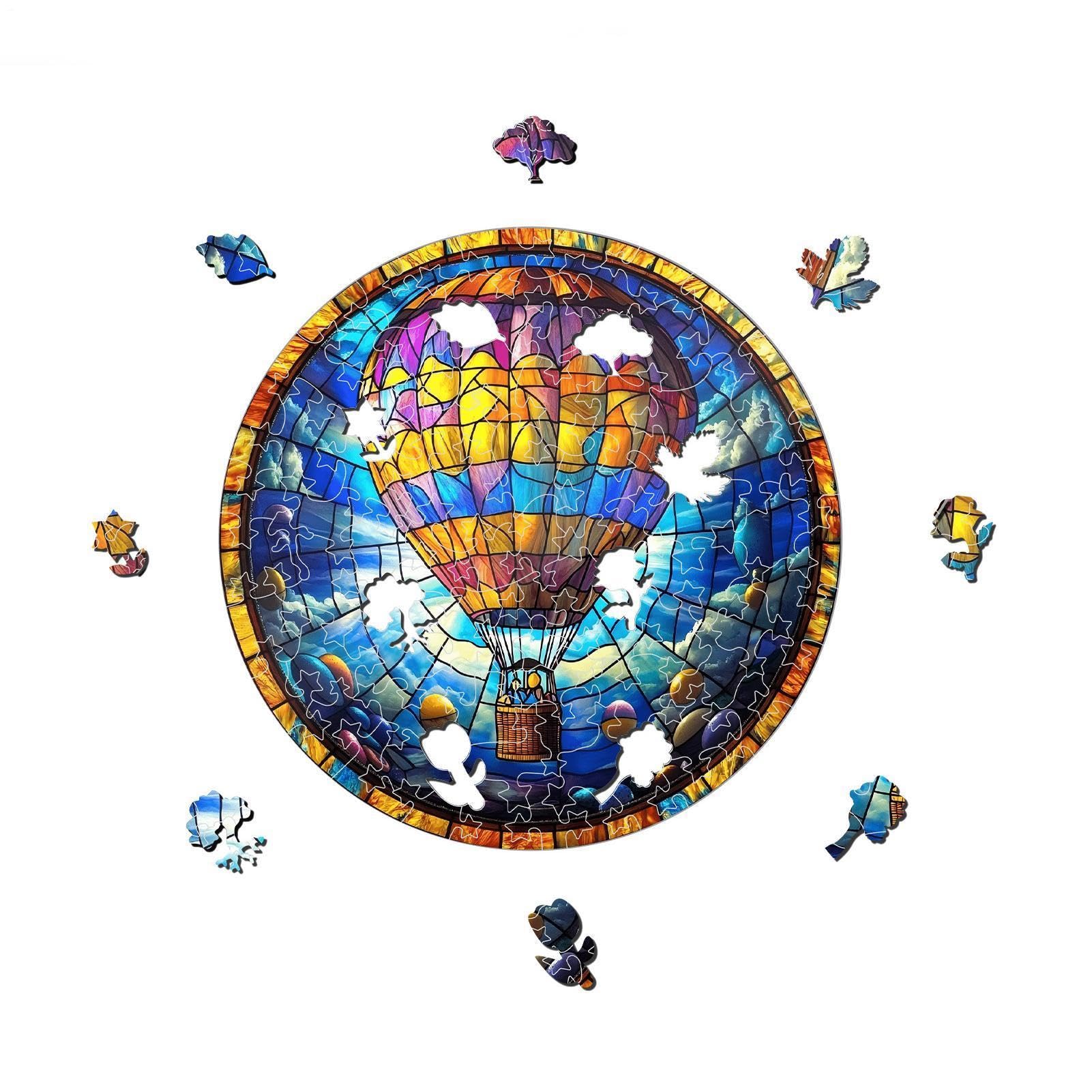 Carteles Redondos de Globo Aerostático en Puzzle de 82 Piezas, Regalo de Manualidades y Hogar