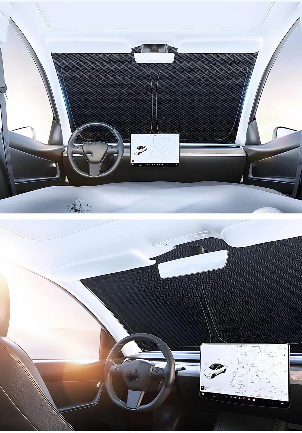 Parasol Coche Magnético Parasol Para Ventana Delantera De Coche Protección Para Visera Para Tesla Para Model Y 3(Aluminum foil)