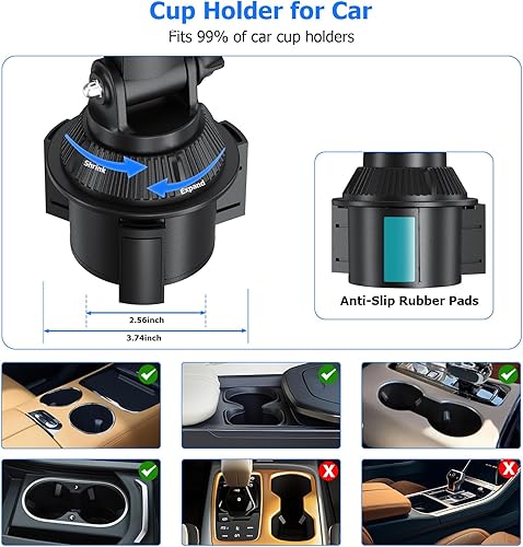 Miniatura 6 de PLDHPRO Soporte para tablet para taza de automóvil, soporte de teléfono con rotación de 360 con brazo ajustable, compatible con iPad Galaxty TabZ