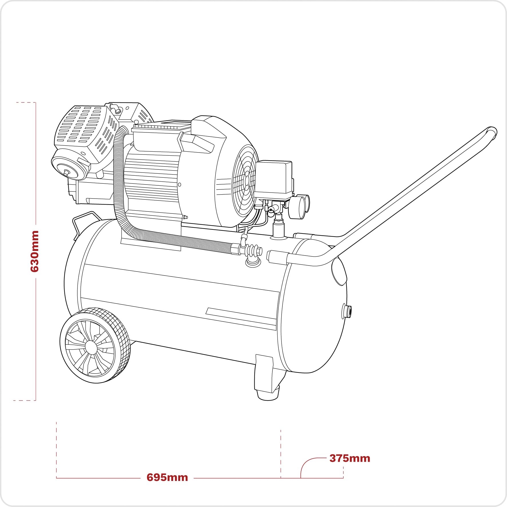 Sealey Sac5030Ve Compressor 50Ltr V-Twin Direct Drive 3Hp