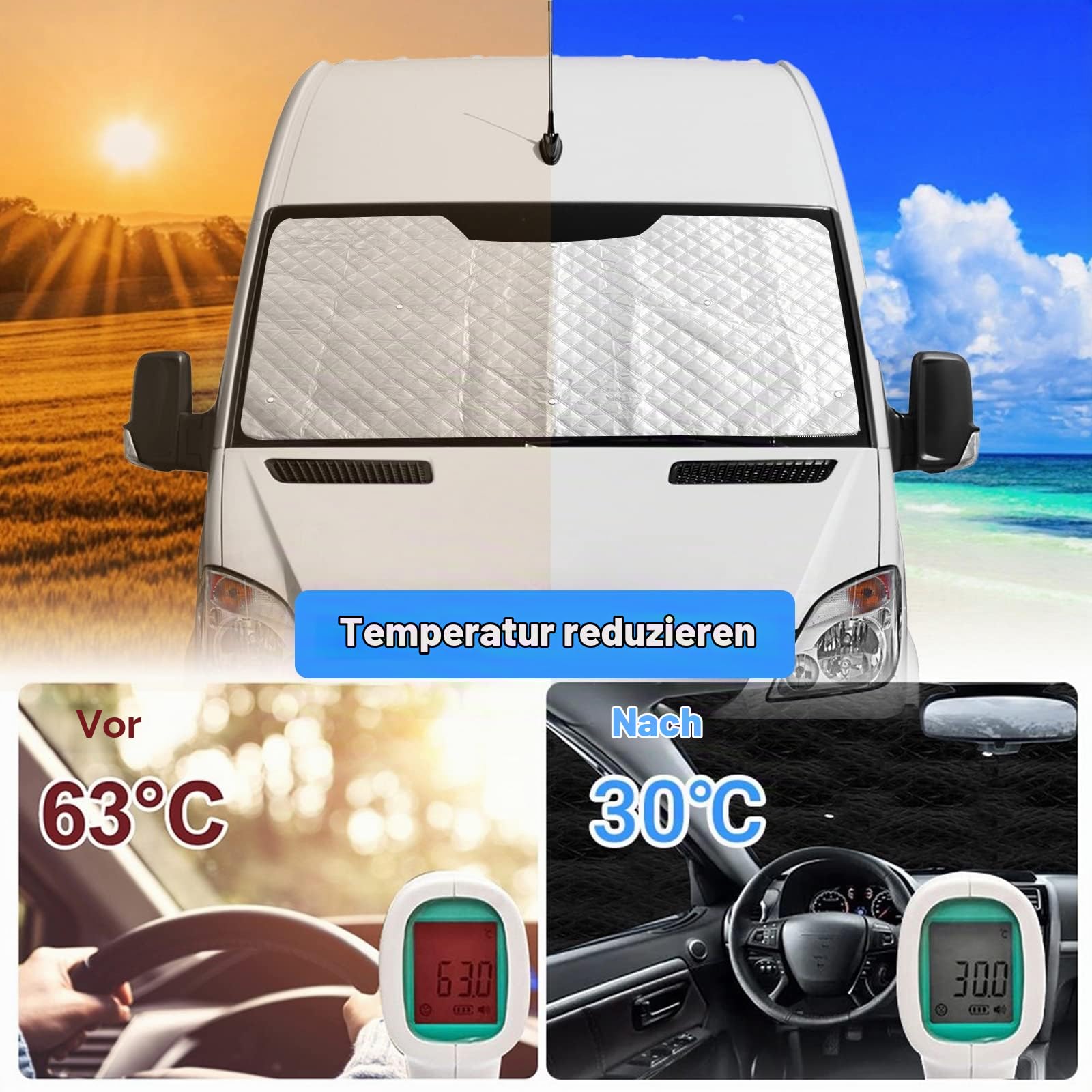 Sonnenschutz Thermomatte Ersatz für VW Crafter/Grand California 2006-2017
