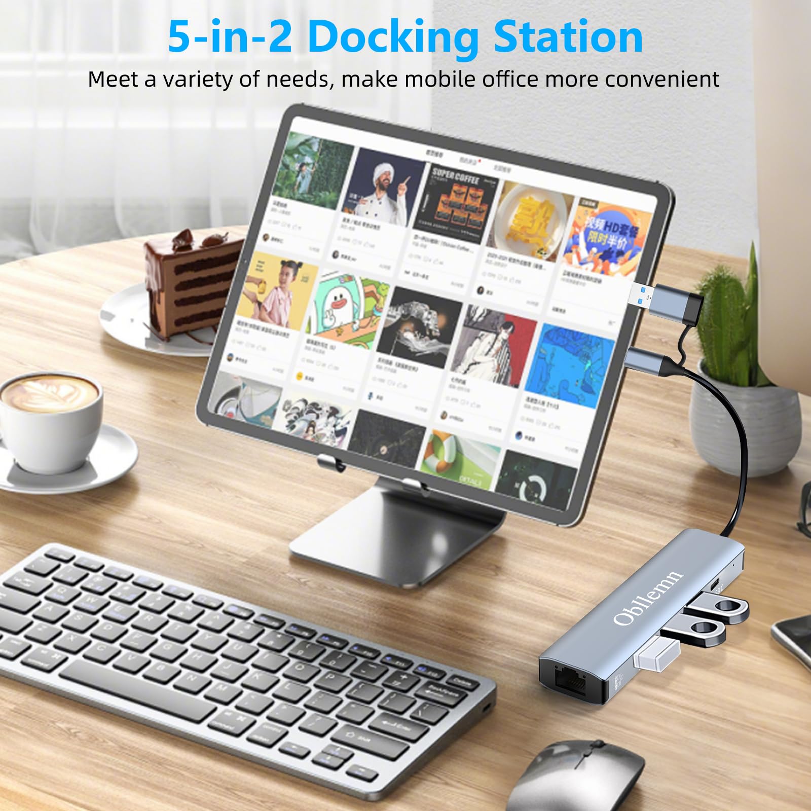 Adattatore USB Ethernet, Hub USB C Ethernet, RJ45 LAN 1000Mbps, 3 Porte USB 3.0, USB Tipo C per Windows/MAC/Linux/Chromebook