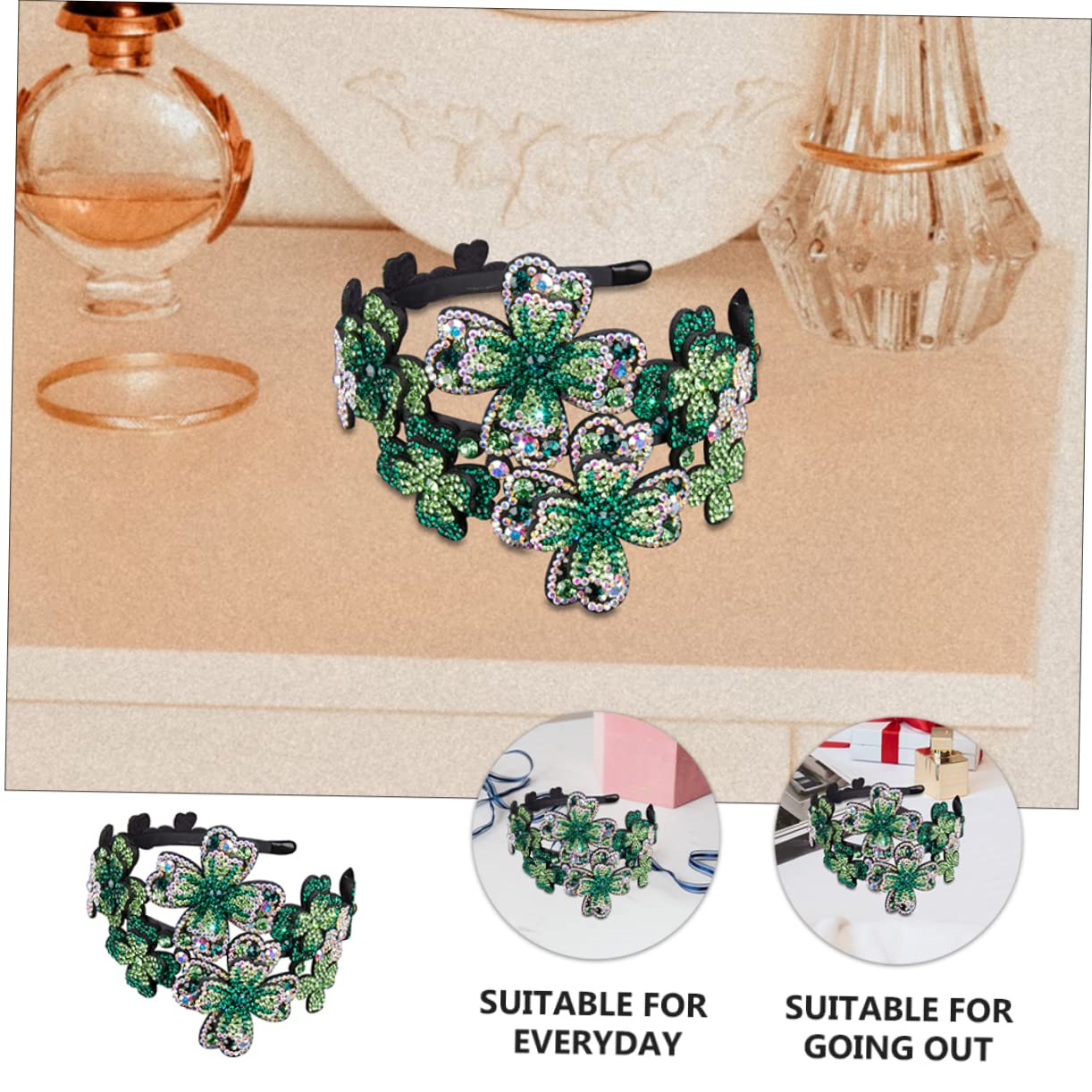 Housoutil 2pezzi Fascia Per Flapper Accessorio Per Donne Headband Antiscivolo Per Eventi e Speciali